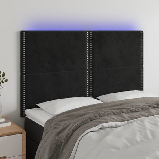 Vidaxl Čelo postele s LED černé 144x5x118/128 cm samet