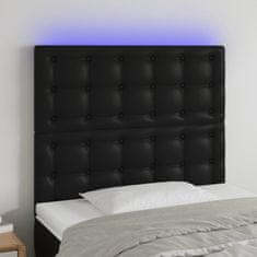 Greatstore Čelo postele s LED černé 90x5x118/128 cm umělá kůže