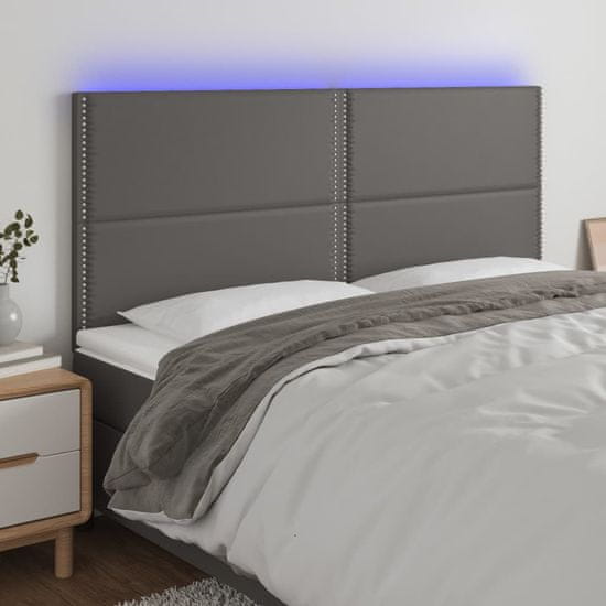 Greatstore Čelo postele s LED šedé 200x5x118/128 cm umělá kůže