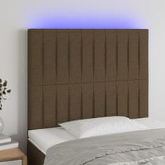 Greatstore Čelo postele s LED tmavě hnědé 90x5x118/128 cm textil