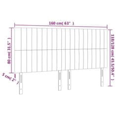 Greatstore Čelo postele s LED tmavě šedé 160x5x118/128 cm samet