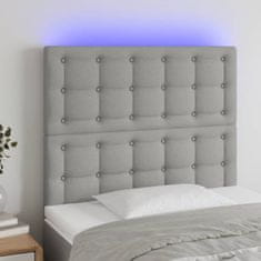 Greatstore Čelo postele s LED světle šedé 90x5x118/128 cm textil