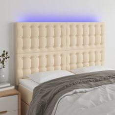 Vidaxl Čelo postele s LED krémové 144x5x118/128 cm textil