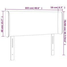 Greatstore Čelo postele s LED světle šedé 103 x 16 x 78/88 cm samet