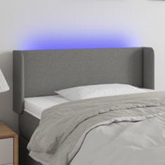 Vidaxl Čelo postele s LED tmavě šedé 103 x 16 x 78/88 cm textil