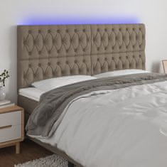 Vidaxl Čelo postele s LED taupe 200x7x118/128 cm textil