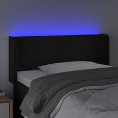 Greatstore Čelo postele s LED černé 83 x 16 x 78/88 cm samet