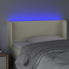 Greatstore Čelo postele s LED krémové 103 x 16 x 78/88 cm umělá kůže