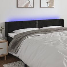 Vidaxl Čelo postele s LED černé 163 x 16 x 78/88 cm samet