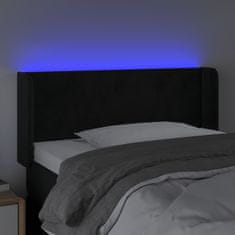 Greatstore Čelo postele s LED černé 103 x 16 x 78/88 cm samet