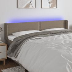 Greatstore Čelo postele s LED taupe 203 x 16 x 78/88 cm textil