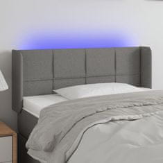 Greatstore Čelo postele s LED tmavě šedé 83 x 16 x 78/88 cm textil