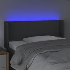 Greatstore Čelo postele s LED tmavě šedé 103 x 16 x 78/88 cm textil