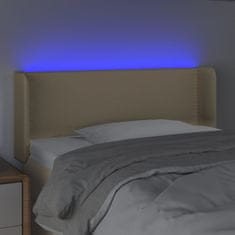 Vidaxl Čelo postele s LED krémové 83 x 16 x 78/88 cm textil