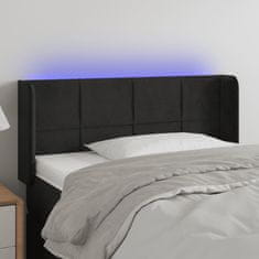 Greatstore Čelo postele s LED černé 103 x 16 x 78/88 cm samet