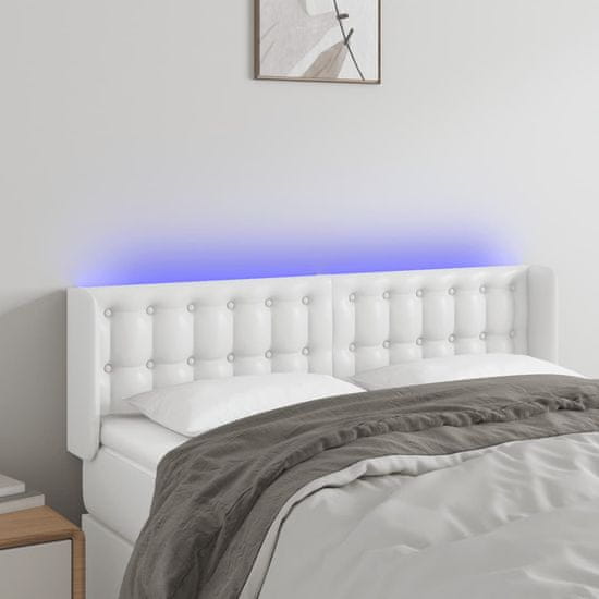 Petromila Čelo postele s LED bílé 147 x 16 x 78/88 cm umělá kůže