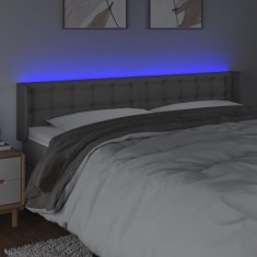 Greatstore Čelo postele s LED šedé 183 x 16 x 78/88 cm umělá kůže