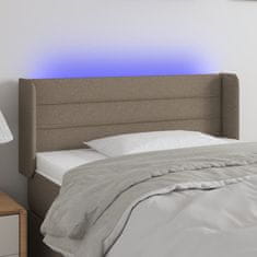 Vidaxl Čelo postele s LED taupe 93 x 16 x 78/88 cm textil