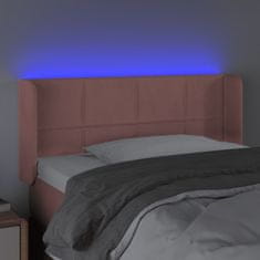 Greatstore Čelo postele s LED růžové 103 x 16 x 78/88 cm samet