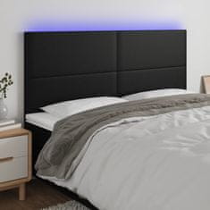 Greatstore Čelo postele s LED černé 200x5x118/128 cm umělá kůže