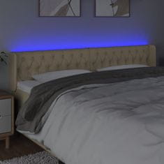 Vidaxl Čelo postele s LED krémové 183 x 16 x 78/88 cm textil