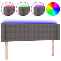 Greatstore Čelo postele s LED šedé 147 x 16 x 78/88 cm umělá kůže