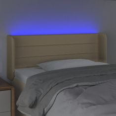 Greatstore Čelo postele s LED krémové 103 x 16 x 78/88 cm textil