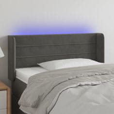 Vidaxl Čelo postele s LED tmavě šedé 83 x 16 x 78/88 cm samet