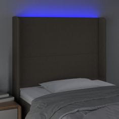 Greatstore Čelo postele s LED taupe 83 x 16 x 118/128 cm textil