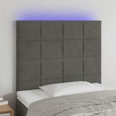 Greatstore Čelo postele s LED tmavě šedé 90x5x118/128 cm samet