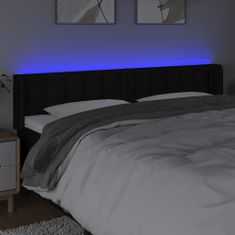 Vidaxl Čelo postele s LED černé 203 x 16 x 78/88 cm textil