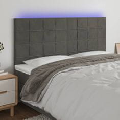 Greatstore Čelo postele s LED tmavě šedé 160x5x118/128 cm samet