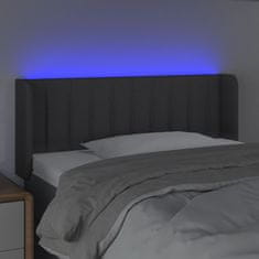 Greatstore Čelo postele s LED tmavě šedé 103 x 16 x 78/88 cm textil