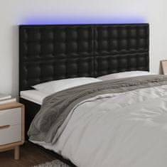 Greatstore Čelo postele s LED černé 200x5x118/128 cm umělá kůže