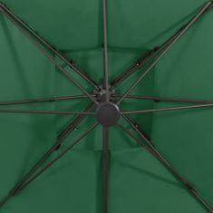 Greatstore Konzolový slunečník s dvojitou stříškou 300 x 300 cm zelený