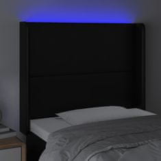 Greatstore Čelo postele s LED černé 93 x 16 x 118/128 cm umělá kůže