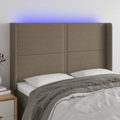 Greatstore Čelo postele s LED taupe 147 x 16 x 118/128 cm textil