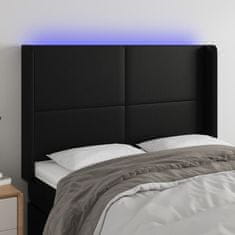 Greatstore Čelo postele s LED černé 147 x 16 x 118/128 cm umělá kůže