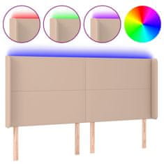 Greatstore Čelo postele s LED cappuccino 203 x 16 x 118/128 cm umělá kůže