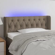 Vidaxl Čelo postele s LED taupe 93 x 16 x 78/88 cm textil