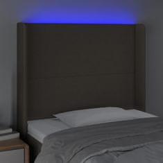 Greatstore Čelo postele s LED taupe 93 x 16 x 118/128 cm textil