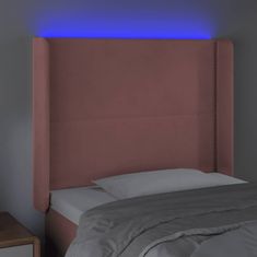 Greatstore Čelo postele s LED růžové 83 x 16 x 118/128 cm samet