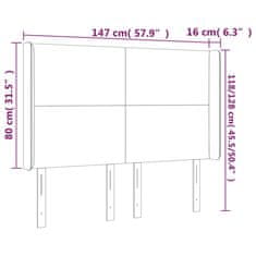 Vidaxl Čelo postele s LED světle šedé 147x16x118/128 cm samet