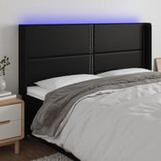 Greatstore Čelo postele s LED černé 163 x 16 x 118/128 cm umělá kůže