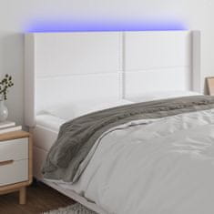 Greatstore Čelo postele s LED bílé 163 x 16 x 118/128 cm umělá kůže