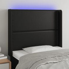 Greatstore Čelo postele s LED černé 83 x 16 x 118/128 cm umělá kůže