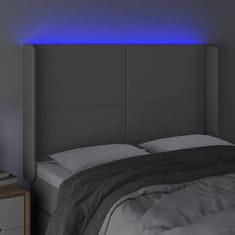 Greatstore Čelo postele s LED šedé 147 x 16 x 118/128 cm umělá kůže