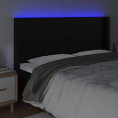 Greatstore Čelo postele s LED černé 203 x 16 x 118/128 cm umělá kůže