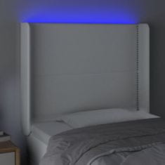 Greatstore Čelo postele s LED bílé 93 x 16 x 118/128 cm umělá kůže