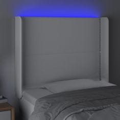 Greatstore Čelo postele s LED bílé 103 x 16 x 118/128 cm umělá kůže